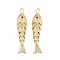Brass Micro Pave Cubic Zirconia Pendants, Fish Charms, Rack Plating, Long-Lasting Plated, Lead Free & Cadmium Free, Real 18K Gold Plated, 45.5x10x7mm, Hole: 3.5x2mm