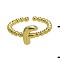 Brass Cuff Open Rings, Golden, Letter F, Inner Diameter: Adjustable