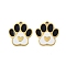 304 Stainless Steel Enamel Pendants, Ion Plating(IP), Paw Print Shape Charms, Real 18K Gold Plated, 15.5x15x1.4mm, Hole: 1.5mm