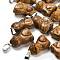 Natural Picture Jasper Pendants, with 201 Stainless Steel Finding, Cat, 24~25x15~16x9~10mm, Hole: 4.5x7mm