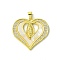 Real 18K Gold Plated Brass Micro Pave Cubic Zirconia Pendants, with Shell, Heart, 27x29.5x2mm, Hole: 3.5x4.5mm