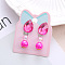 Alloy Plastic Clip-on Earrings for Kid, Platinum, Teardrop, 40x15mm