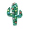 Christmas Theme Acrylic Pendants, Green, Cactus, 42x28x2mm, Hole: 1.4mm
