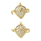 Brass Pave Clear Cubic Zirconia Fruit Connector Charms, Strawberry Links, Cadmium Free & Lead Free, Long-Lasting Plated, Rack Plating, Real 18K Gold Plated, 12x13.5x4.5mm, Hole: 1.2mm and 1.4mm.