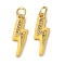 Brass Micro Pave Clear Cubic Zirconia Pendants, with Enamel & Jump Ring, Long-Lasting Plated, Lightning Bolt, Real 18K Gold Plated, Yellow, 19x5.5x2mm, Hole: 3.6mm