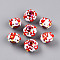 Opaque Acrylic Beads, with Enamel, Hand Drawn Beads, Round, FireBrick, 14.5x19x20x19mm, Hole: 3mm