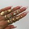 15Pcs Alloy & Rhinestone Finger Rings, Golden, Inner Diameter: 16~19mm