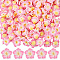 100Pcs Handmade Polymer Clay 3D Flower Plumeria Beads, Pink, 15x8mm, Hole: 2mm