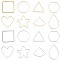 96Pcs 16 Styles Brass Linking Rings, Star & Round Ring & Teardrop & Triangle & Square & Heart & Fan & Hexagon, Platinum & Golden, 17.5~30x16~22.5x0.8~1mm, 6pcs/style