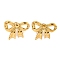 Ion Plating(IP) 304 Stainless Steel Ear Studs, Bowknot, Real 18K Gold Plated, 22x30mm