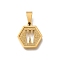 304 Stainless Steel Charms, Real 18K Gold Plated, Hexagon with Letter Charm, Letter W, 15x14x1.5mm, Hole: 3x5.5mm