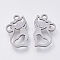 Tarnish Resistant 201 Stainless Steel Kitten Pendants, Laser Cut Pendants, Hollow Cat Shape, Stainless Steel Color, 15x9x1mm, Hole: 1.2mm