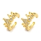 Brass Micro Pave Clear Cubic Zirconia Cuff Earrings, Crown, Real 18K Gold Plated, 14.5x7.5mm