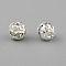 Silver Color Plated Brass Rhinestone Beads, Clear, Round, about 8mm in diameter, hole: 1mm