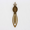 Antique Bronze Iron Bookmark Cabochon Settings, Crown with Alloy Oval Tray, Cadmium Free & Nickel Free & Lead Free, 102x20x3mm, Hole: 2mm, Tray: 18x25mm