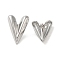 Non-Tarnish 304 Stainlee Steel Studs Earring, Heart, Stainless Steel Color, 28x20.5mm