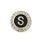 Letter Enamel Pins, Alloy Brooches for Backpack Clothes, with Clear Cubic Zirconia , Letter S, 17.8x17mm