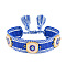 Evil Eye Adjustable Polyester & Alloy & Resin Enamel & Rhinestone Slider Bracelets, Macrame Bracelets for Women, with Tassels, Royal Blue, 5.91~9.45 inch(15~24cm)