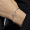 Brass Cable Chain Bracelets, Rectangle Charm Bracelets for Women, with Cubic Zirconia, Silver, Inner Diameter: 6-1/8 inch(15.5cm)
