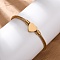 304 Stainless Steel Heart Beaded Cuff Bangle, Torque Bangle for Women, Golden, 3/8 inch(1.1cm), Inner Diameter: Adjustable