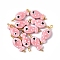 10Pcs Handmade Porcelain Fish Pendants, with Iron Findings, Pink, 29mm, Hole: 2.2mm