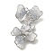 Brass Clear Cubic Zirconia & Glass Flower Connector Charms, Cadmium Free & Nickel Free & Lead Free, with Enamel, Platinum, 32.5x19.5x10.5mm, Hole: 1.4mm