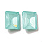 Glass Rhinestone Cabochons, Point Back & Back Plated, Faceted, Rectangle, Light Azore, 10x8x5mm