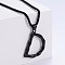 Stylish Stainless Steel Initial Pendant Necklaces, Black, Letter D