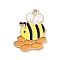 Alloy Enamel Pendants, Golden, Bees, 21x16.5x1mm, Hole: 1.8mm