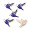 Alloy Enamel Pendant, Light Gold, Bird, Dark Blue, 17x20x3mm, Hole: 1.5mm