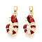 Brass with Enamel Pendants, Worm Charms, Golden, Dark Red, 18x9x3.5mm, Hole: 4.5x2.5mm
