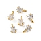 Rack Plating Brass Micro Pave Cubic Zirconia Charms, Nickel Free, Flat Round, Real 18K Gold Plated, 7.5x5x4mm, Hole: 1.2mm