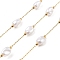Ion Plating(IP) 304 Stainless Steel Paperclip Chains, Soldered, with ABS Imitation Pearl Beads, Real 18K Gold Plated, 9.5x7.5x5.5mm, about 16.40 Feet(5m)/Roll