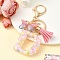 Resin & Acrylic & Faux Suede Tassel Keychain, with Alloy Clasp and Iron Rings, Letter D, 10cm