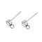 Non-Tarnish 202 Stainless Steel Rhinestone Stud Earring Findings, 304 Stainless Steel Pin, Stainless Steel Color, 14x7mm, Hole: 2mm, Pin: 11x1mm