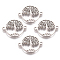 201 Stainless Steel Links connectors, Flat Round with Tree of Life, Stainless Steel Color, 16x21x1mm, Hole: 1.5mm
