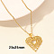 304 Stainless Steel Heart Pendant Necklaces for Men and Women, Real 18K Gold Plated, 15.75 inch(40cm), Pendant: 23x25mm