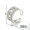 Fashionable Unisex Brass Micro Pave Clear Cubic Zirconia Open Cuff Rings, Platinum, Inner Diameter: 20mm