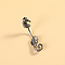 316L Surgical Stainless Steel Pave Cubic Zirconia Enamel Dangle Curved Barbell Belly Rings, Stainless Steel Color, Sea Horse, Bar Length: 3/8