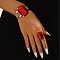 Rectangle Alloy & Acrylic Cuff Bangle & Cuff Rings Sets, Golden, FireBrick, Inner Diameter: 60mm
