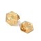304 Stainless Steel Stud Earring Finding, with Horizontal Loops, Real 18K Gold Plated, Hexagon, 13x12mm, Hole: 1.4mm, Pin: 1mm