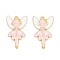 Rack Plating Alloy Enamel Pendants, Golden, Angel Fairy Charms, Misty Rose, 30x19x1.5mm, Hole: 1.8mm