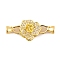 Rack Plating Brass Micro Pave Clear Cubic Zirconia Fold Over Clasps, Long-Lasting Plated, Lead Free & Cadmium Free, Flower, Golden, 33mm, Flower: 15x15x8.5mm, Clasp: 11.8x5.5x6.5mm
