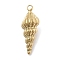 304 Stainless Steel Pendants, Conch Charm, Ion Plating(IP), Real 18K Gold Plated, 28x10x10mm, Hole: 2mm