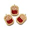 304 Stainless Steel Pendants, Rectangle Charm, with Rhinestone, Ion Plating(IP), Real 18K Gold Plated, Mixed Color, 21x14.5x3mm, Hole: 1.4mm