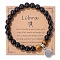 Natural Tiger Eye & Agate Beaded Stretch Bracelets,  Constellation Charm Bracelets, Round, Libra, 7-1/2 inch(19cm)