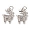 Brass Micro Pave Clear Cubic Zirconia Pendants, Cadmium Free & Lead Free, Long-Lasting Plated, Deer, Platinum, 15.5x12x2mm, Hole: 3mm
