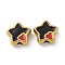 Ion Plating(IP) 304 Stainless Steel Beads, with Enamel, Real 18K Gold Plated, Star with Heart, Black, 14x16x6.5mm, Hole: 3mm