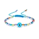 Acrylic Evil Eye & Round Lampwork Braided Bead Bracelet for Women BJEW-JB08379-05-1