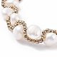 Natural Pearl & Glass Braided Beaded Bracelet BJEW-JB08091-01-4